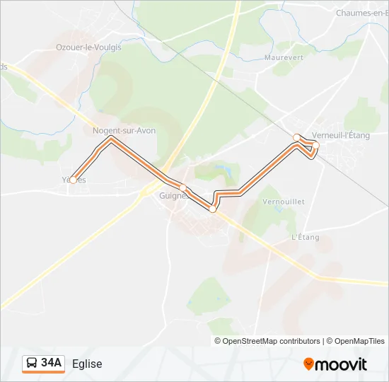 34A Bus Line Map