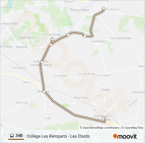 34B Bus Line Map