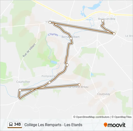 34B Bus Line Map