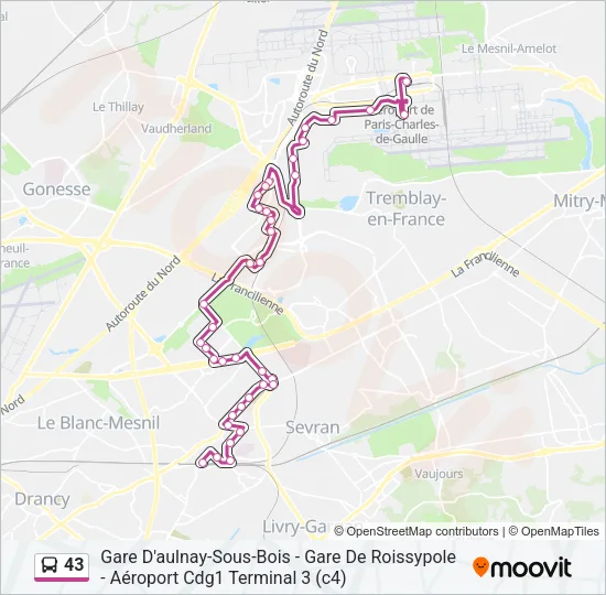 43 Bus Line Map