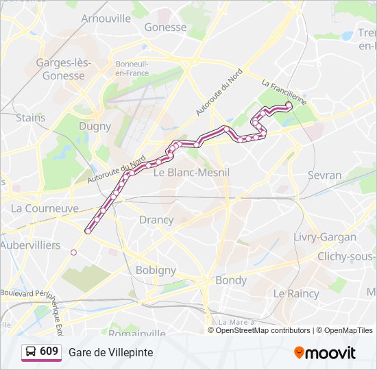 609 Route: Schedules, Stops & Maps - Gare de Villepinte (Updated)
