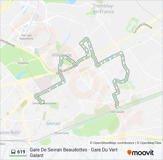 619 Bus Line Map