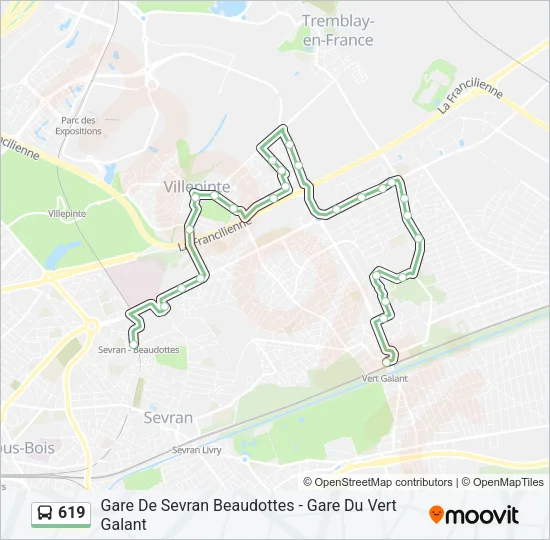619 Bus Line Map