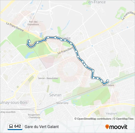 Plan de la ligne 642 de bus