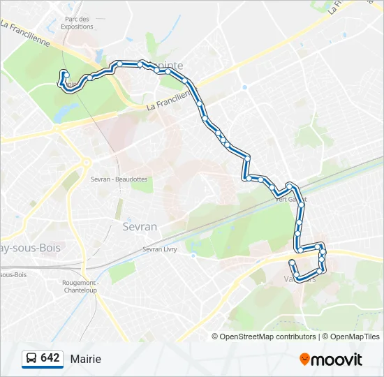 Plan de la ligne 642 de bus