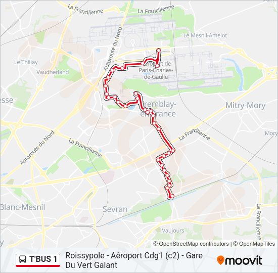 T'BUS 1 Bus Line Map