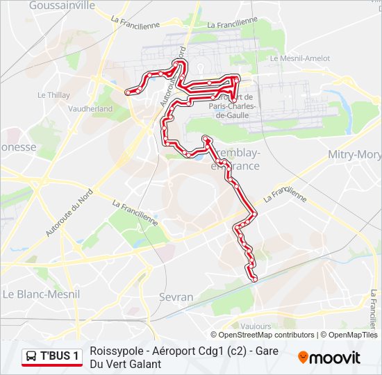 T'BUS 1 Bus Line Map