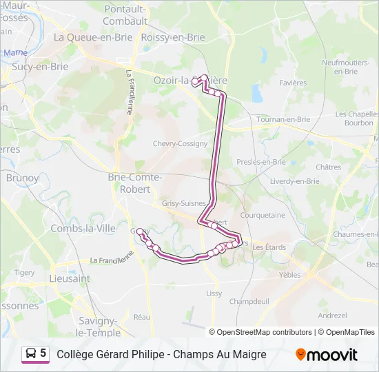 5 Bus Line Map