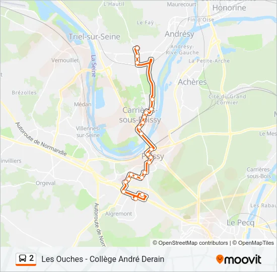 Plan de la ligne 2 de bus
