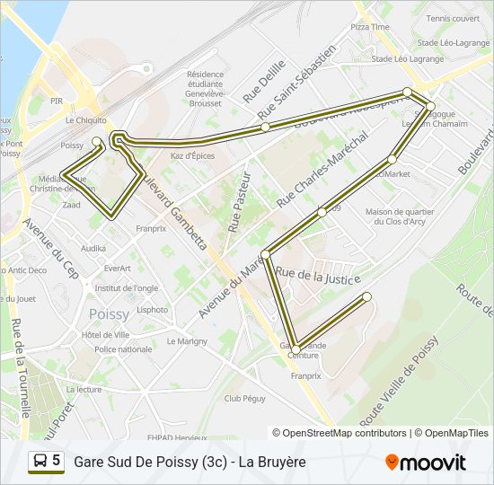 5 Bus Line Map