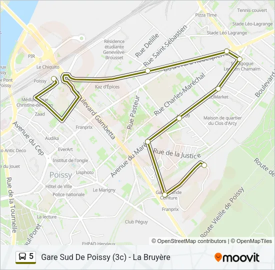 5 Bus Line Map