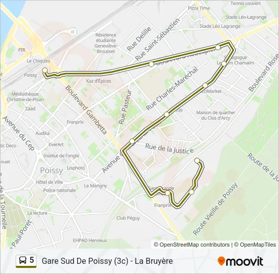 5 Bus Line Map