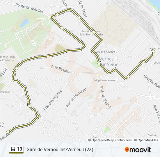 Plan de la ligne 13 de bus