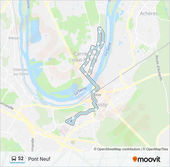 Plan de la ligne 52 de bus