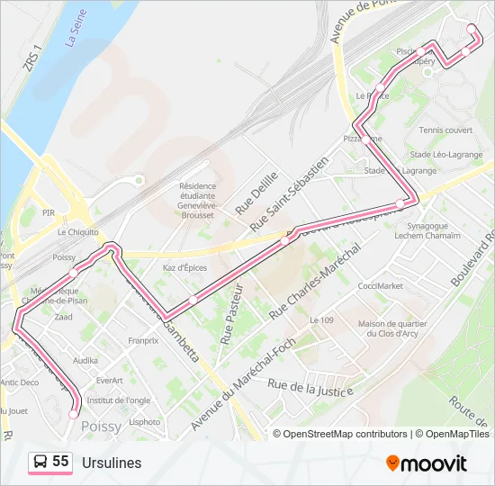 55 Bus Line Map
