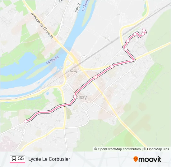 55 Bus Line Map