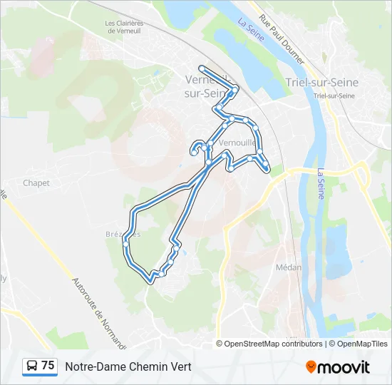 75 Bus Line Map