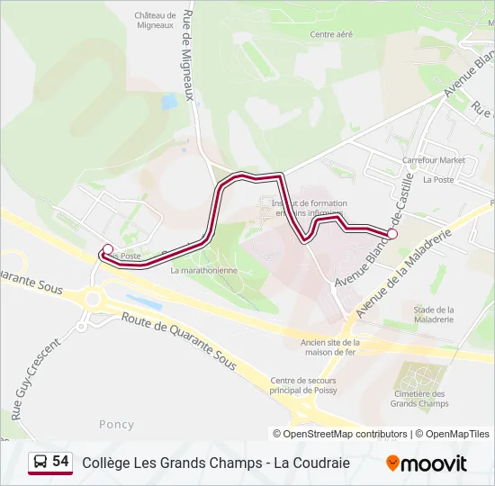 54 Bus Line Map
