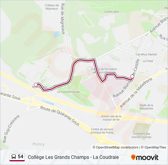 54 Bus Line Map