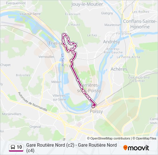 Plan de la ligne 10 de bus