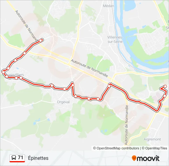 71 Bus Line Map