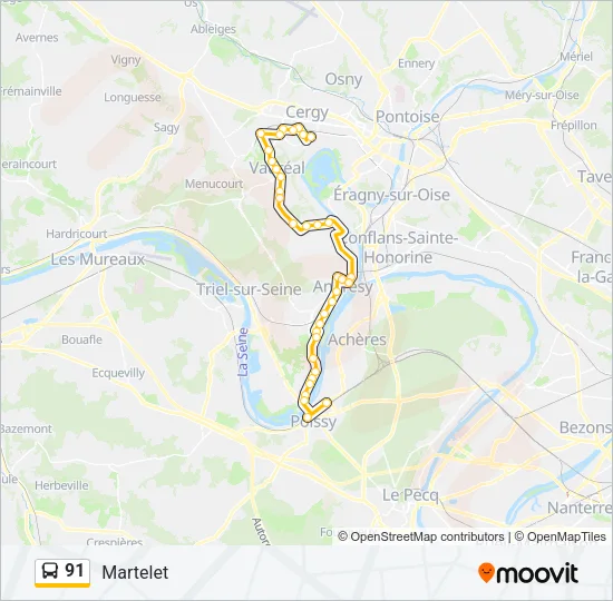 91 Bus Line Map