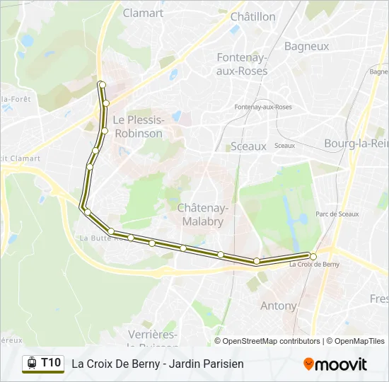 T10 Light Rail Line Map