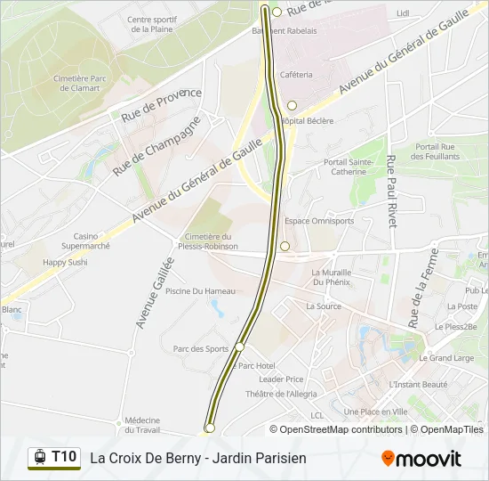 T10 Light Rail Line Map