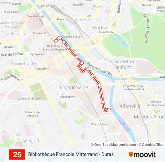25 Bus Line Map