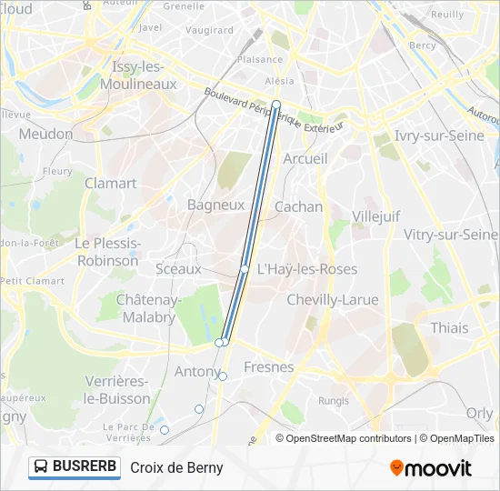 Plan de la ligne BUSRERB de bus