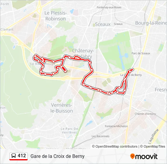Plan de la ligne 412 de bus