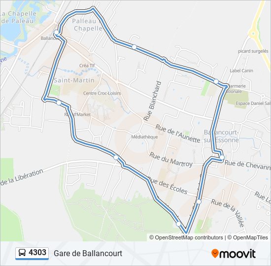 Plan de la ligne 4303 de bus