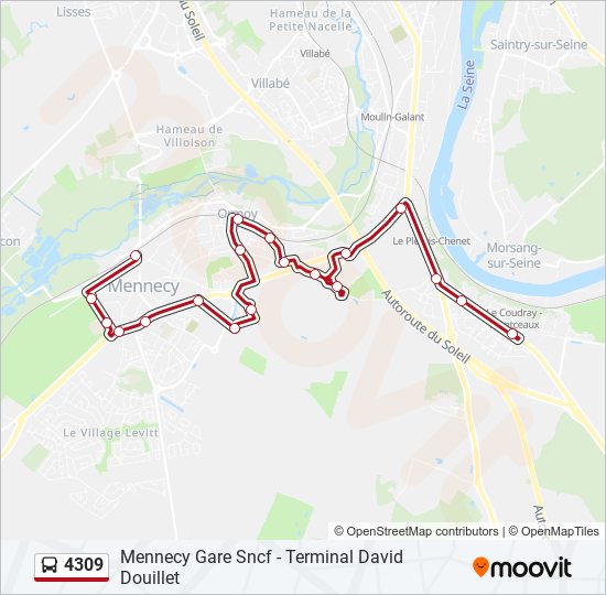 Plan de la ligne 4309 de bus