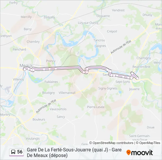 Plan de la ligne 56 de bus