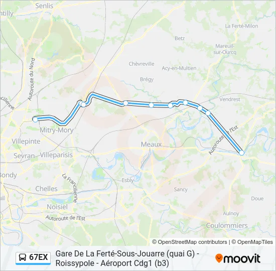 67EX Bus Line Map