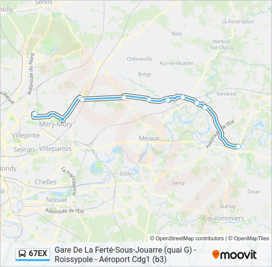 67EX Bus Line Map