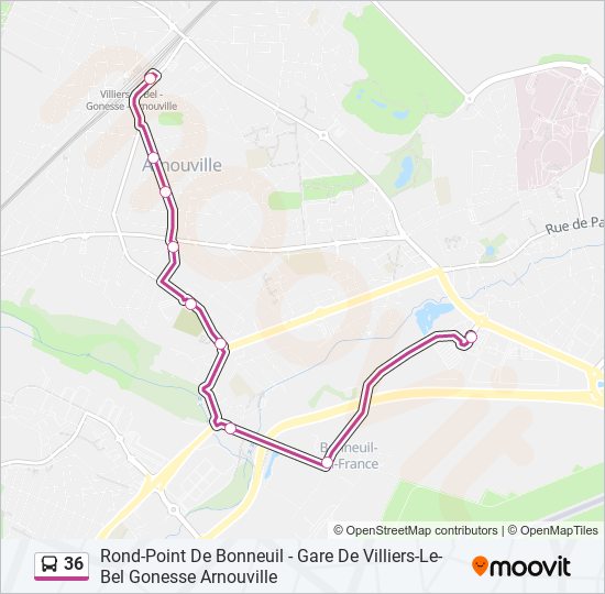 Plan de la ligne 36 de bus