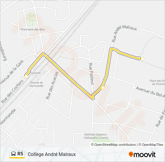 Plan de la ligne R5 de bus