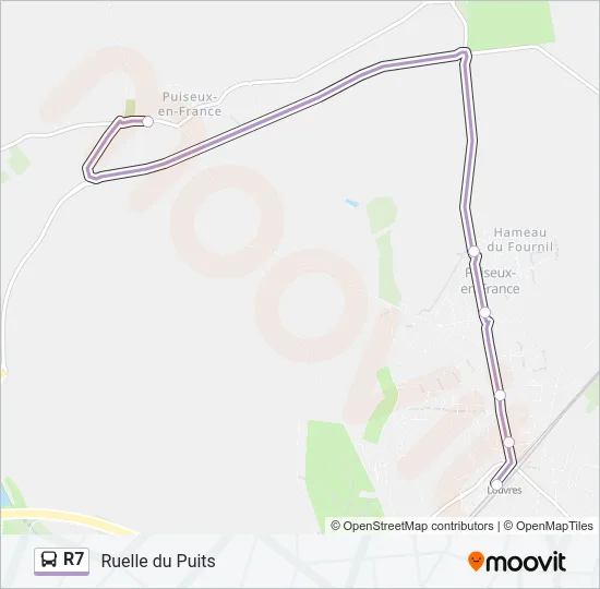 Plan de la ligne R7 de bus