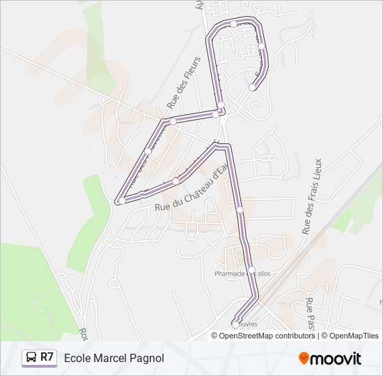 Plan de la ligne R7 de bus