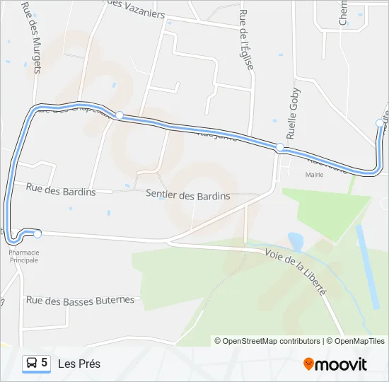 5 Bus Line Map