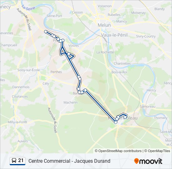 Plan de la ligne 21 de bus