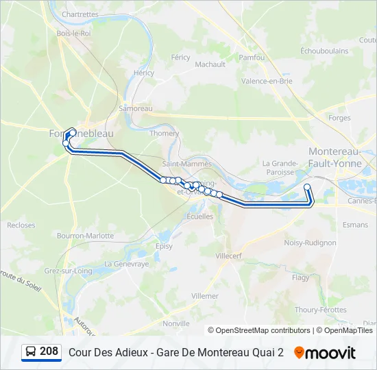 208 Bus Line Map
