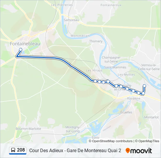 208 Bus Line Map