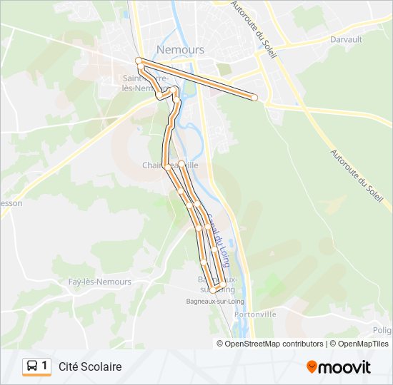 Plan de la ligne 1 de bus