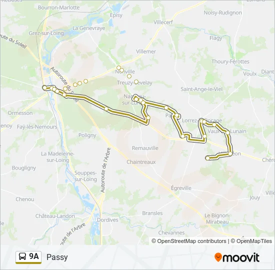 9A Bus Line Map