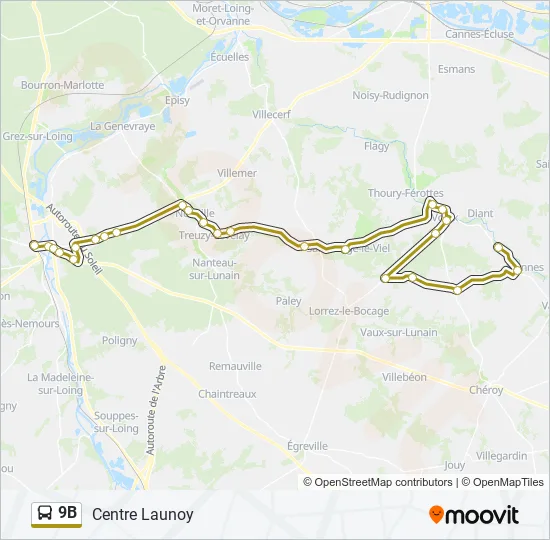9B Bus Line Map