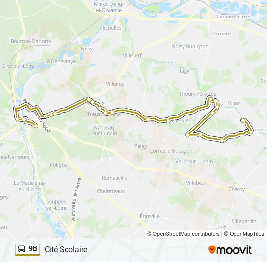 9B Bus Line Map