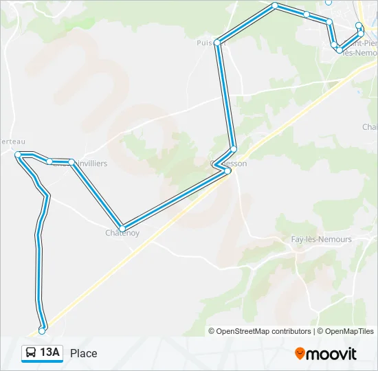 13A Bus Line Map