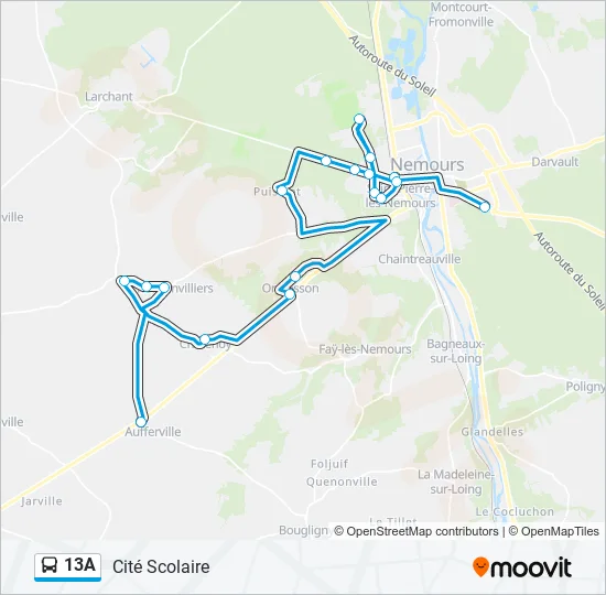13A Bus Line Map
